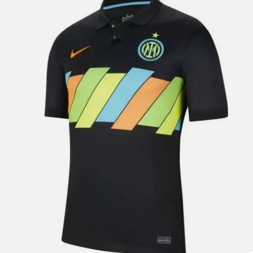 Nike Inter Milan‎ 21/22 Jersey Soccer Football Button Polo Kit Medium Black NWT